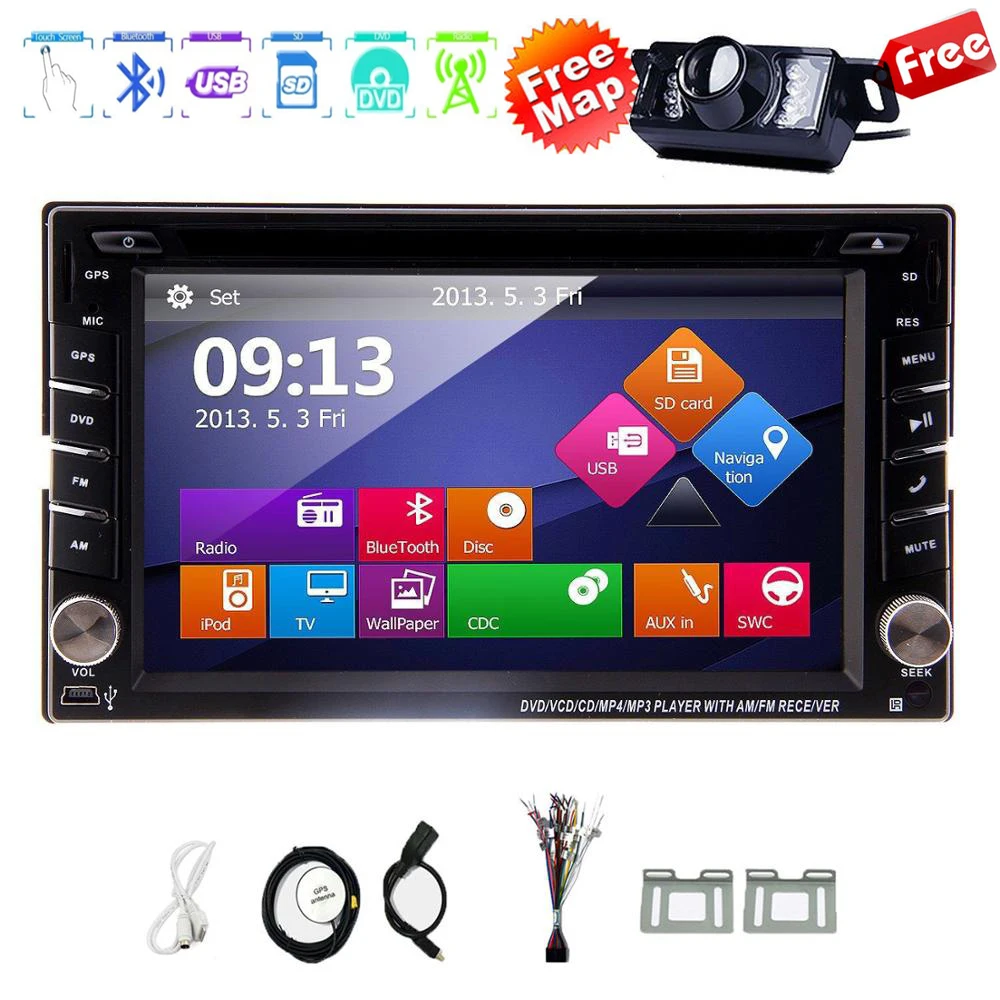 Double 2 Din Car In Dash Stereo GPS Navigator Bluetooth Radio USB