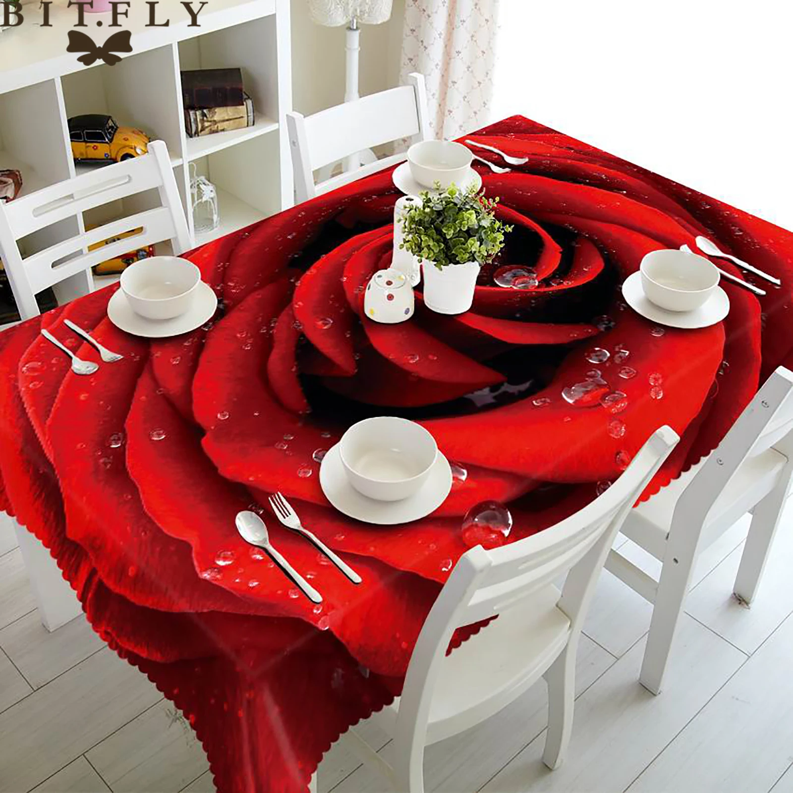 

Home decoration 3D table cloth wedding rose flower table cover Merry Christmas table cover party dinner decoration table cover