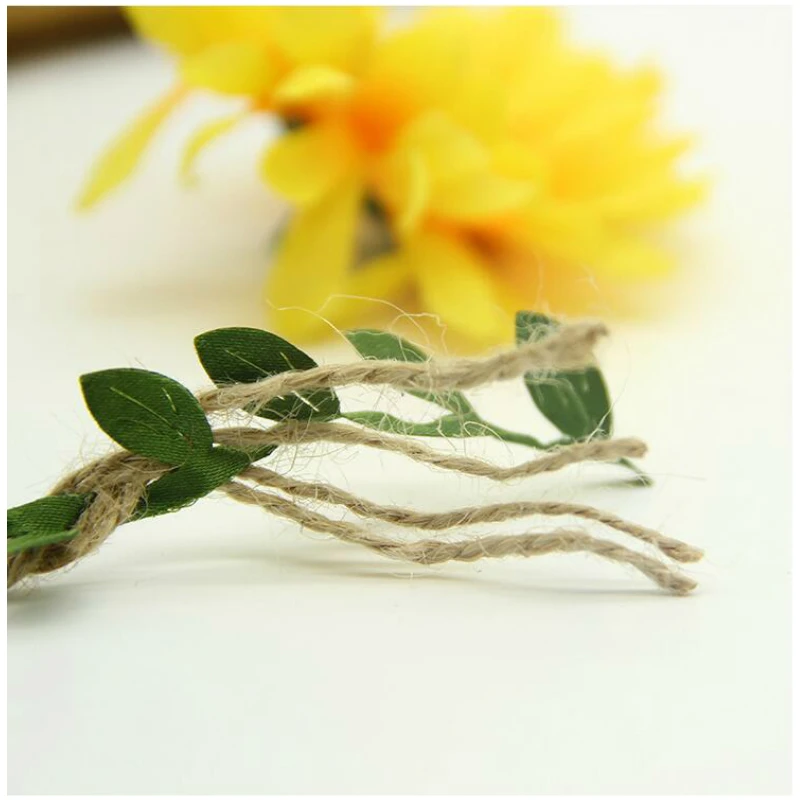 ZERZEEMOOY 5Meters Rustic Jute Hessian Burlap Twine Rustic String Cord Rope Leaves Ribbon Crafts Wedding Party Home Decoration