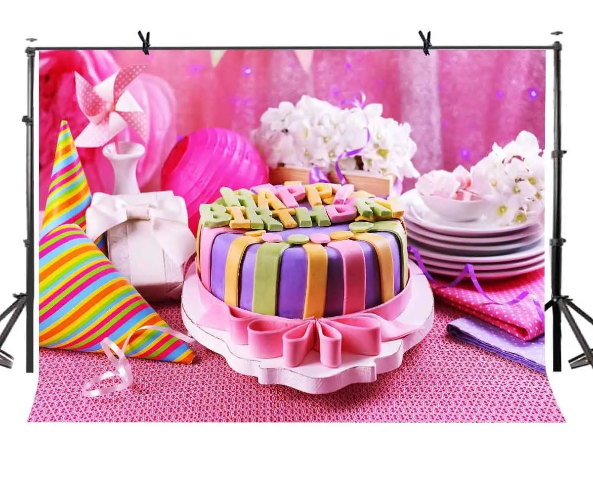 

7x5ft Birthday Party Backdrop Romantic Birthday Cake Birthday Party Photography Background and Birthday Party Backdrop Props