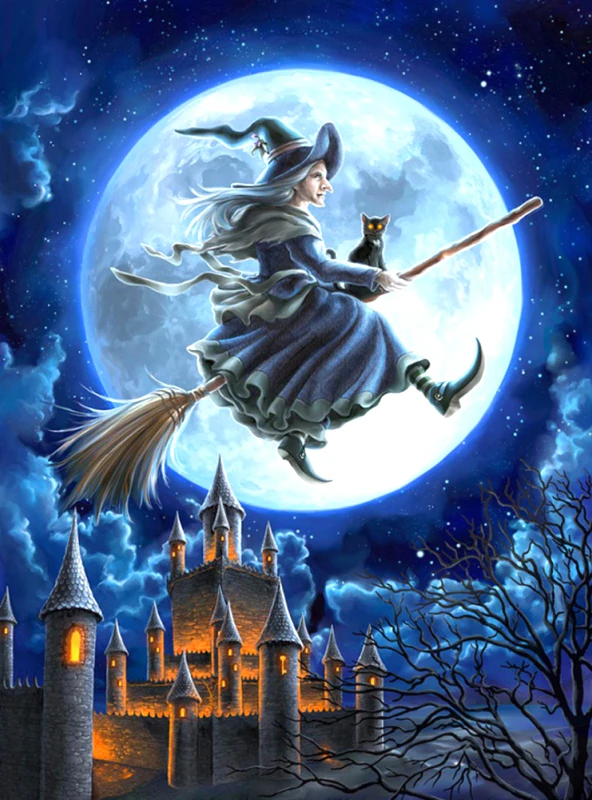 

Daimond Painting Full Square The Witch Castle Diamond Painting Diamond Embroidery Cross Stitch Rhinestone Mosaic LE01019