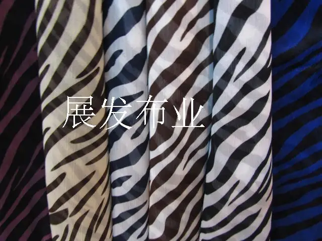 

75D wrinkled silk chiffon fabric zebra series of thin, breathable, soft, elegant