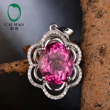 6.81ct если овальной формы 10x12 мм розовый топаз H SI АЛМАЗ 14kt белого золота обручение кулон
