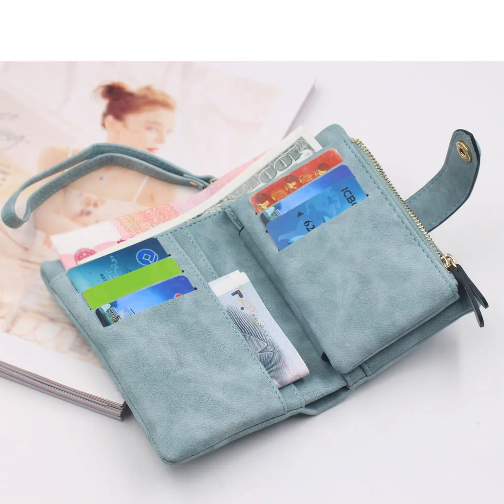 FashionTrendy Coin Purse Card LeatherWomen's Matte Wallet Short Small Fresh Student Wallet Cute Doka Women's Wallet Money Bag