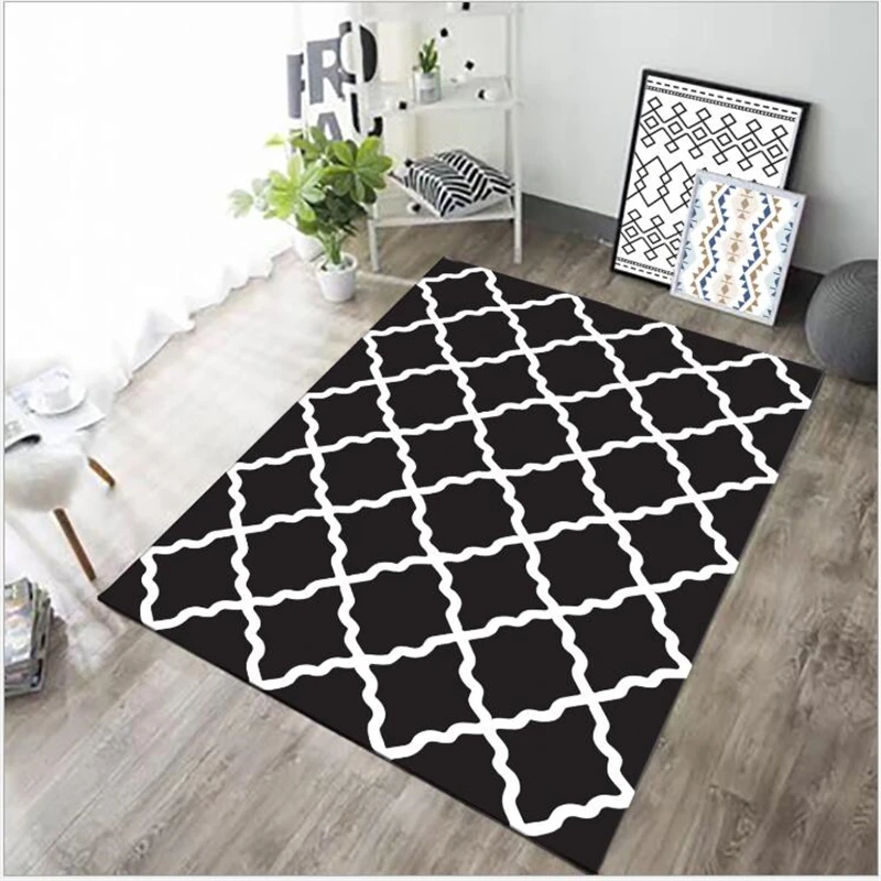 AOVOLL White And Black Soft Carpets For Living Room Bedroom Kid Room Rugs Home Carpet Floor Door Mat Fashion Delicate Area Rug
