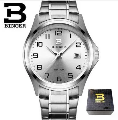 Бингер Бизнес Best часы для Для мужчин классические простые Сталь группа 30 м водонепроницаемый Relogio Masculino B-3052M - Цвет: 15