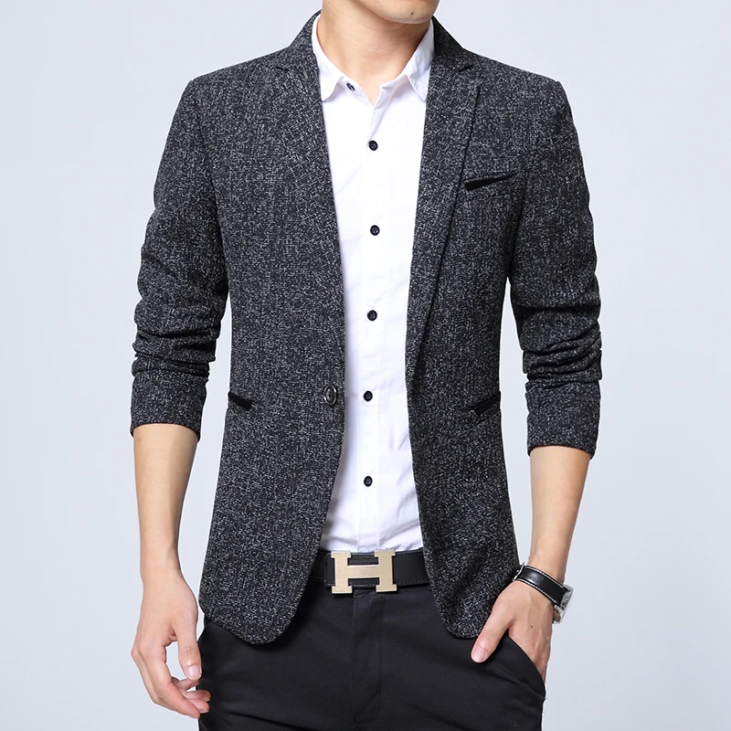 Мужские осенние и зимние повседневные тонкие блейзеры, мужские высококачественные модные деловые пиджаки, мужской пиджак большого размера, Terno Masculino M-5XL