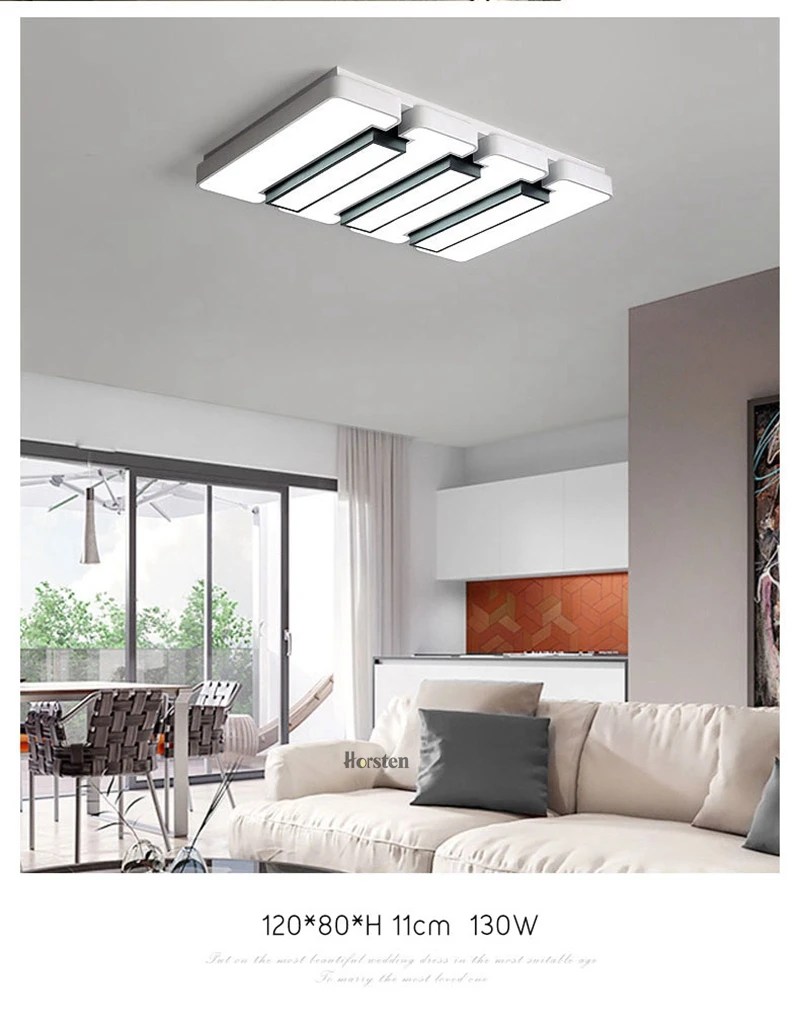 Creative Modern Ceiling Lights Black and White Iron Acrylic Ceiling Lamp For Living Room Bedroom Remote Control Lighting Fixtures (4)