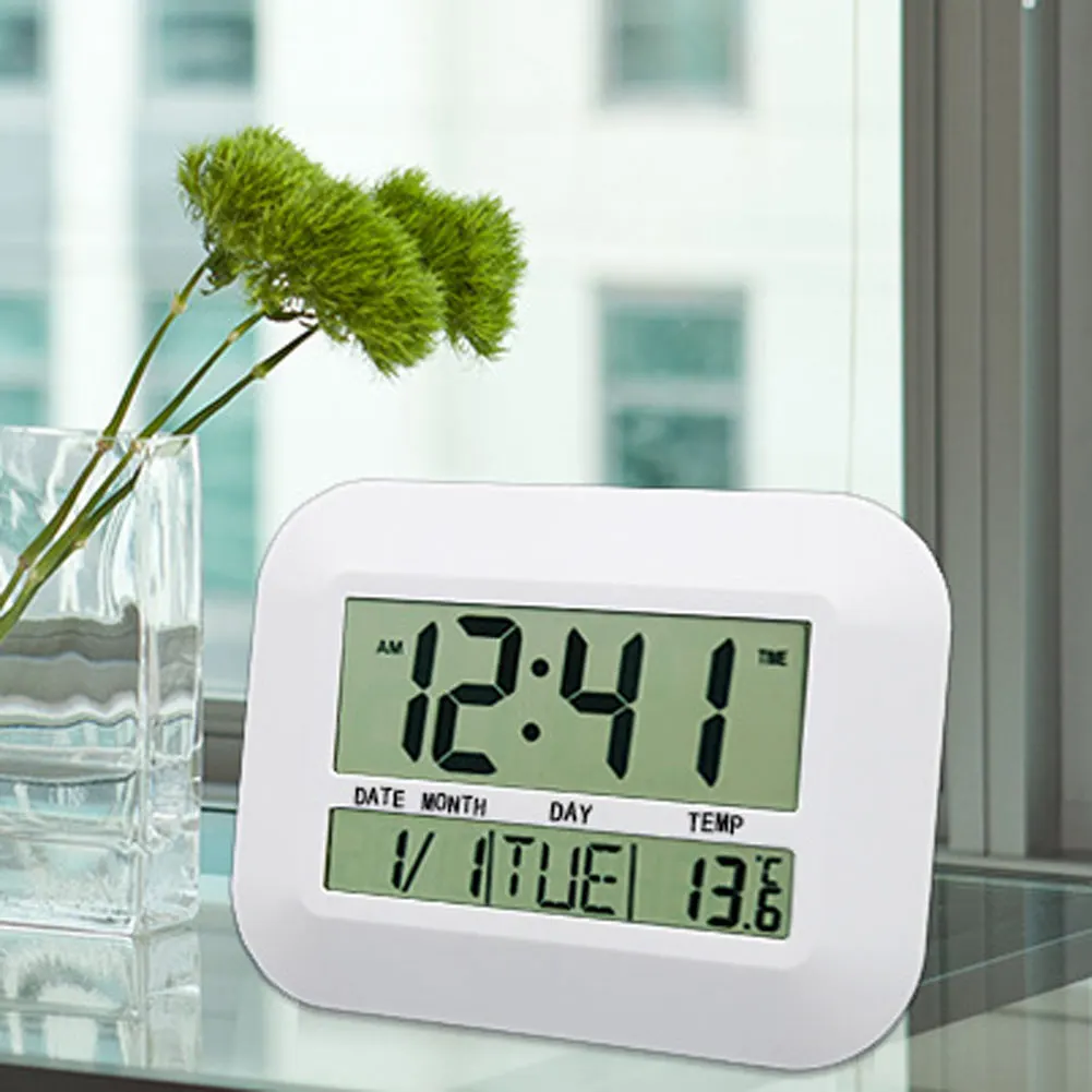 Multifunction Digital LCD Lazy Mute Desk Alarm Wall Clock Bedroom