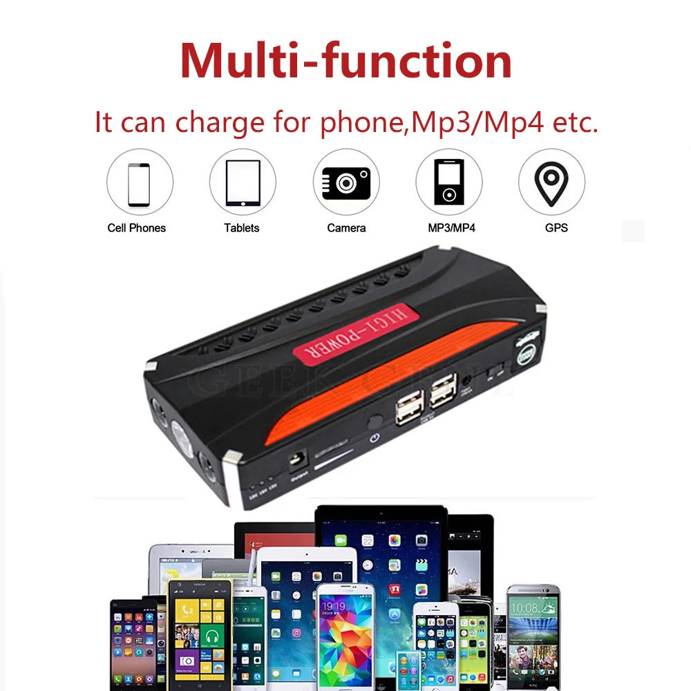 Tanie 2019 wielofunkcyjny Mini przenośny akumulator awaryjny ładowarka urządzenie do uruchamiania awaryjnego samochodu wysokiej mocy wzmacniacz mocy Bank urządzenie zapłonowe kabel