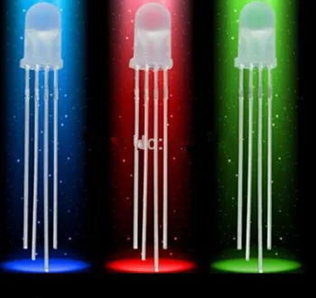 

1000pcs 5mm 4pins RGB LED Common Cathode Tri-Color Emitting Diodes Diffused