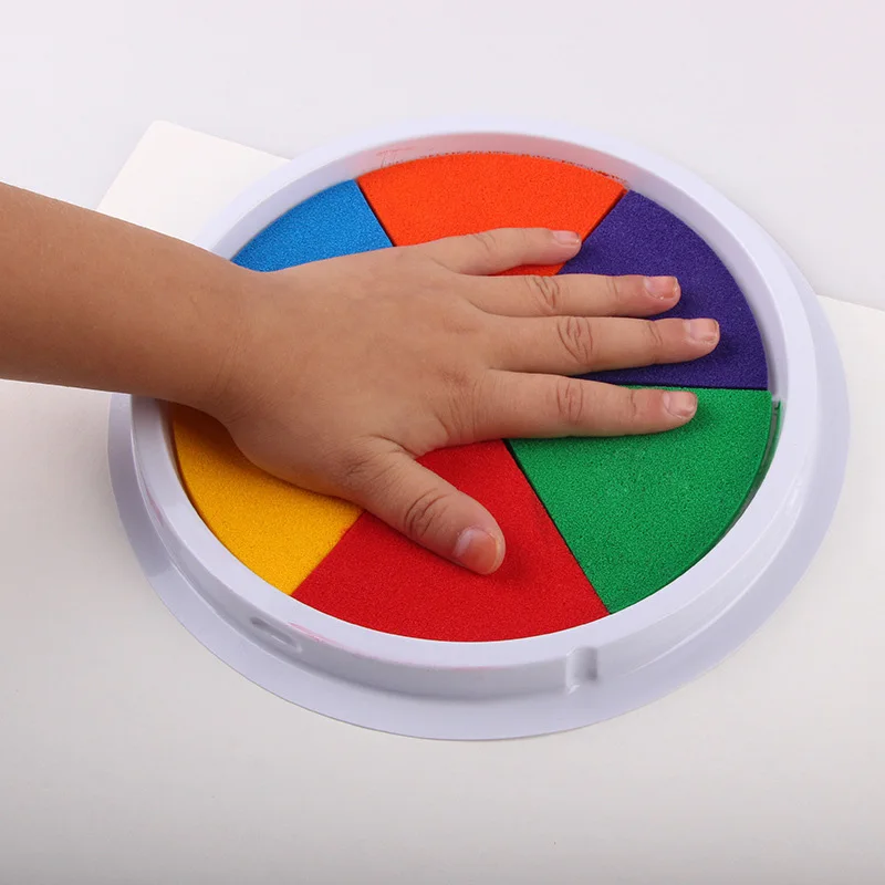 6 цветов штемпельная подушечка для печати DIY палец живопись граффити Craft Большой Круглый InkPad Забавный обучения Образование Рисунок