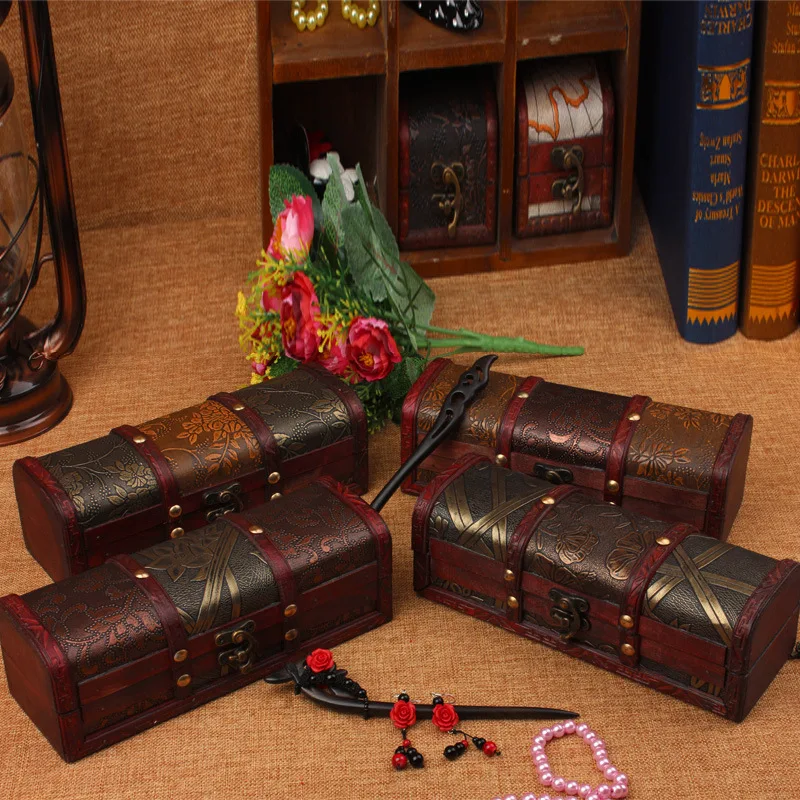 

New Classical Box Wooden Box Storage Box Jewelry Case Creative Gifts Craft Props Home Decoration Texture Library bar Retro Boxes