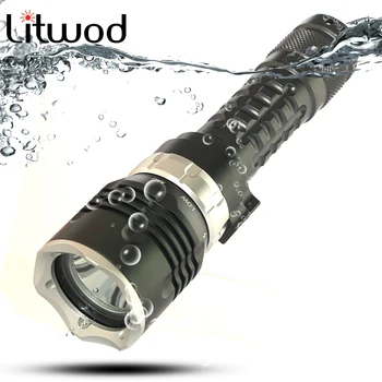 

Diving Flashlight Torch Original Fishing Waterproof Shock Resistant,Hard Light,Self Defense Led Bulbs Xm-l2 U3 Litwod Grey