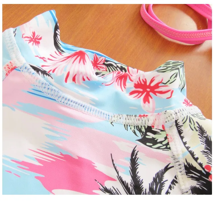 Высокое качество 3 в 1 комплект летний пляжный набор бикини с рисунком длинный рукав Tnkini женские купальники с низкой талией купальник