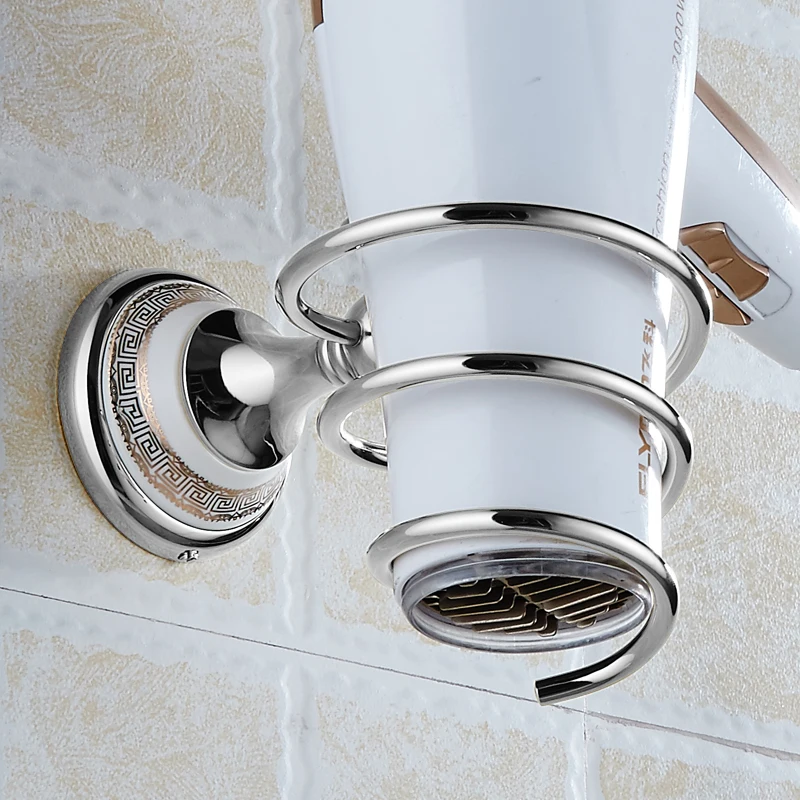Toilet Hair Dryer Holder Gold with Hook European Style Brass Ceramic Wall Mounted Hair Dryer Rack Bathroom Shelf Save Space Toilet Hair Dryer Holder Gold with Hook European Style Brass Ceramic Wall Mounted Hair Dryer Rack Bathroom Shelf Save Space