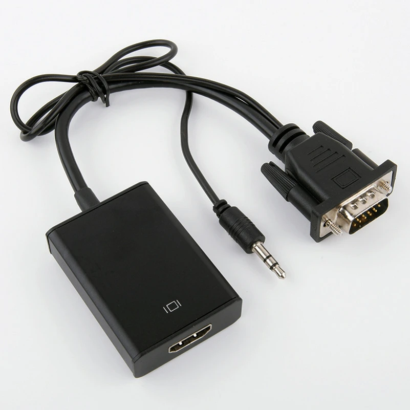 Преобразователь из VGA в HDMI кабель адаптер с аудио выходом 1080P видео кабель конвертер адаптер для ТВ DVD ПК HD ТВ проектор