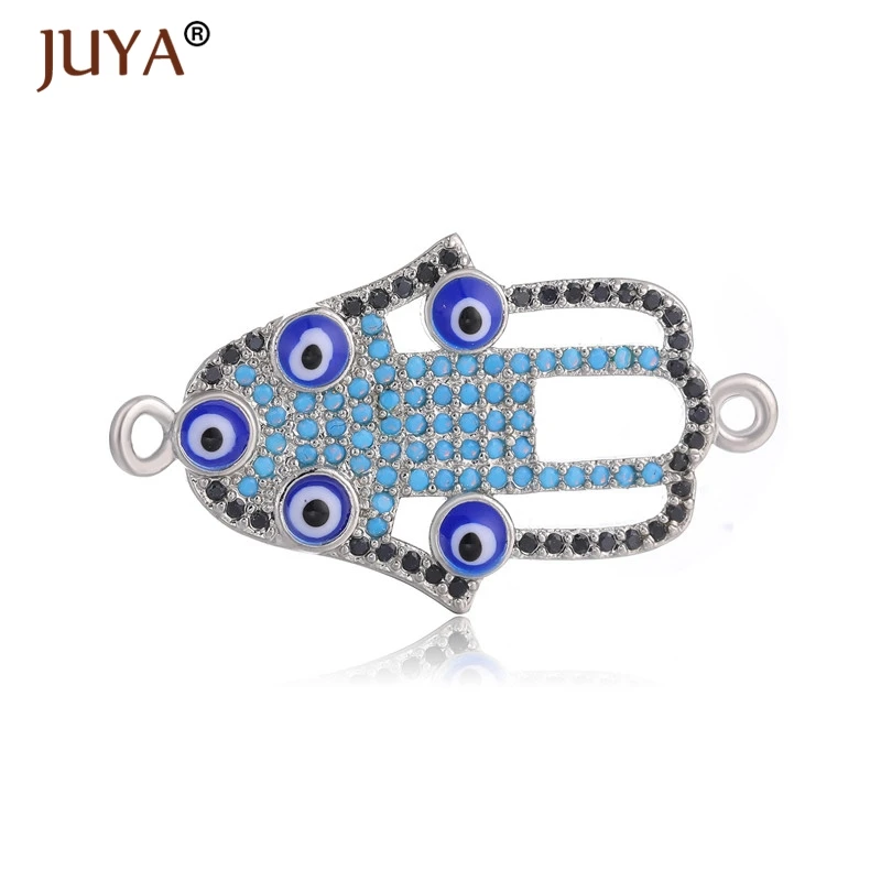 

Jewelry Making Supplies Blue Evil Eyes Hamsa Fatima Hand Pendant Religious Vintage DIY Jewellery Findings Accessories Connector