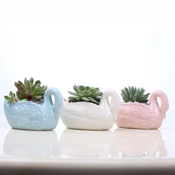 

Creative Handmade Multi-meat Ceramic Flowerpot Japanese Groceries Balcony Desktop Cartoon Swan Flowerpot Home Decoration