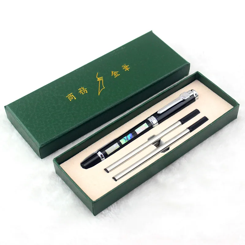 Шариковая ручка JINHAO 8802 черная и серебряная резьба в виде ракушки | Канцтовары для