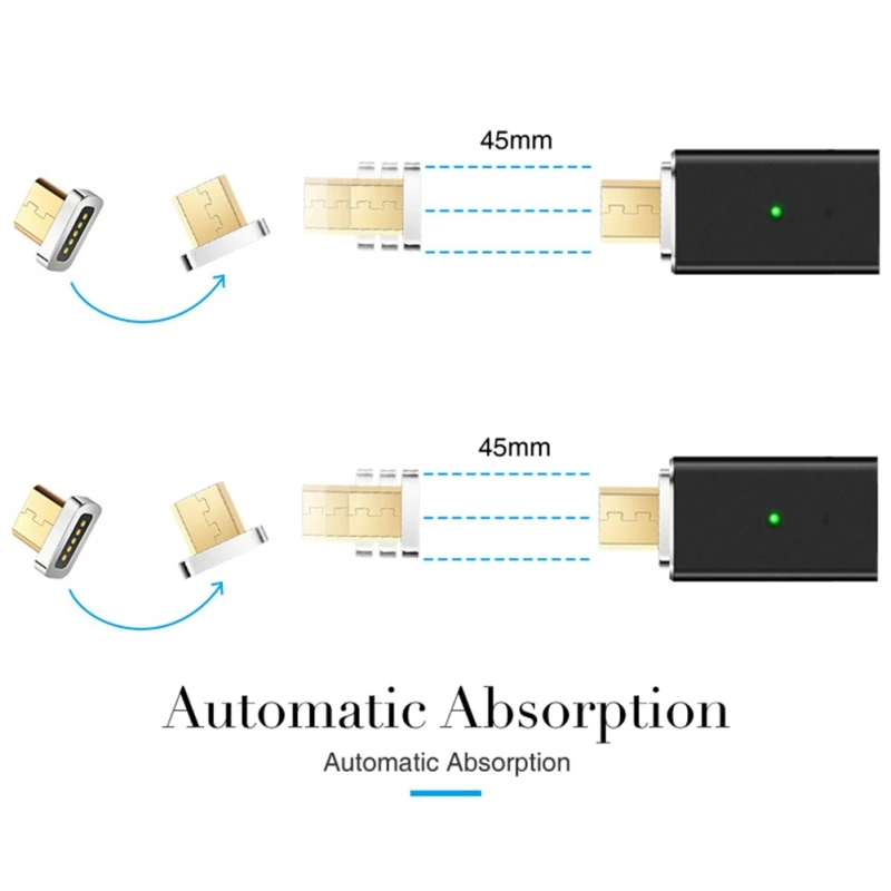 Микро USB к магнитному зарядному кабелю адаптер для мобильного телефона Android зарядка автоматический адсорбционный Магнит кабель адаптер