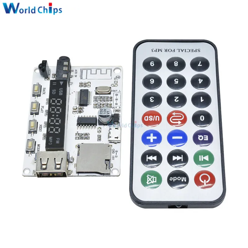 Цифровой светодиодный дисплей беспроводной Bluetooth FM MP3 декодирующая плата TF Micro SD