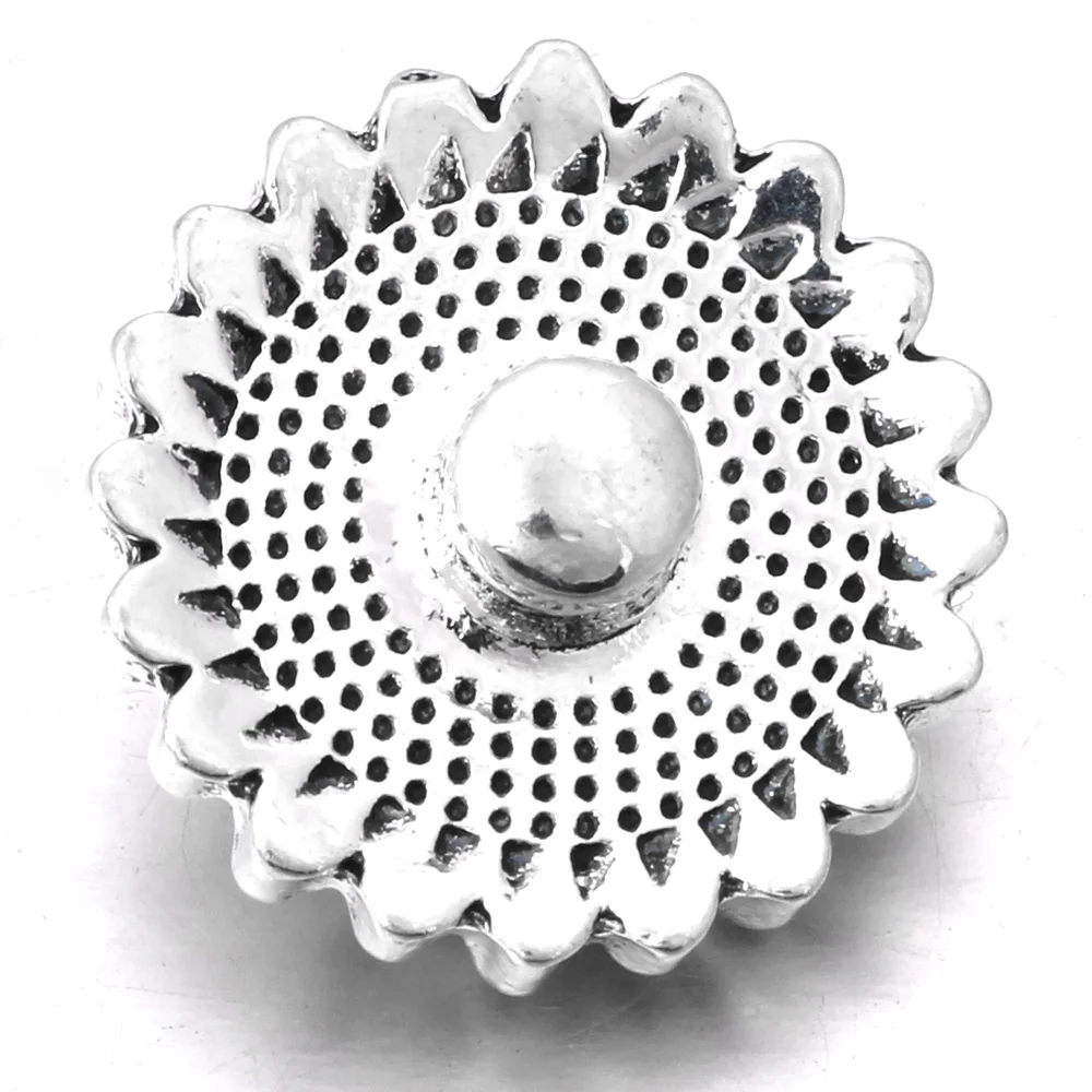 10pcs/lot New 18mm Snap Button Jewelry Silver Gold Sunflower Flower Metal Snap Buttons Bracelet Fit DIY 18mm Snap Jewelry