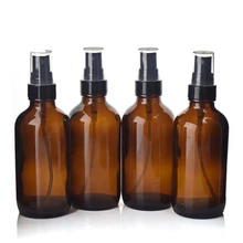Garrafa spray de vidro âmbar 4 oz 120ml, 4 unidades, vazio, preto, pulverizador de névoa fina, atomizador essencial aromaterapia de óleos