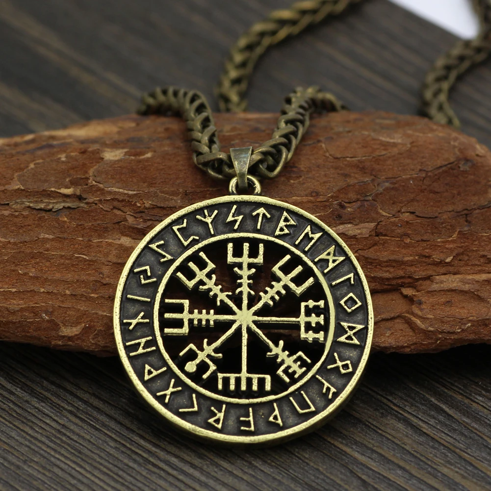 Викинги исландский Vegvisir шлем ужас в руническом круге кулон волшебный компас с
