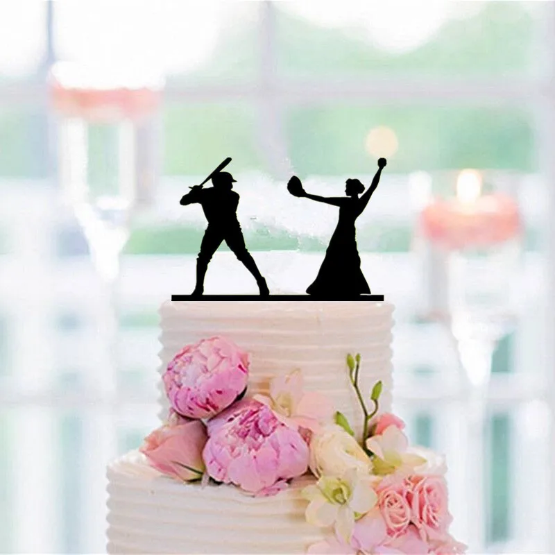 Черный акриловый спортивный стиль Свадебный торт Toppr День рождения/помолвка/юбилей Торт Топперы невесты и жениха украшения торта - Цвет: style 2