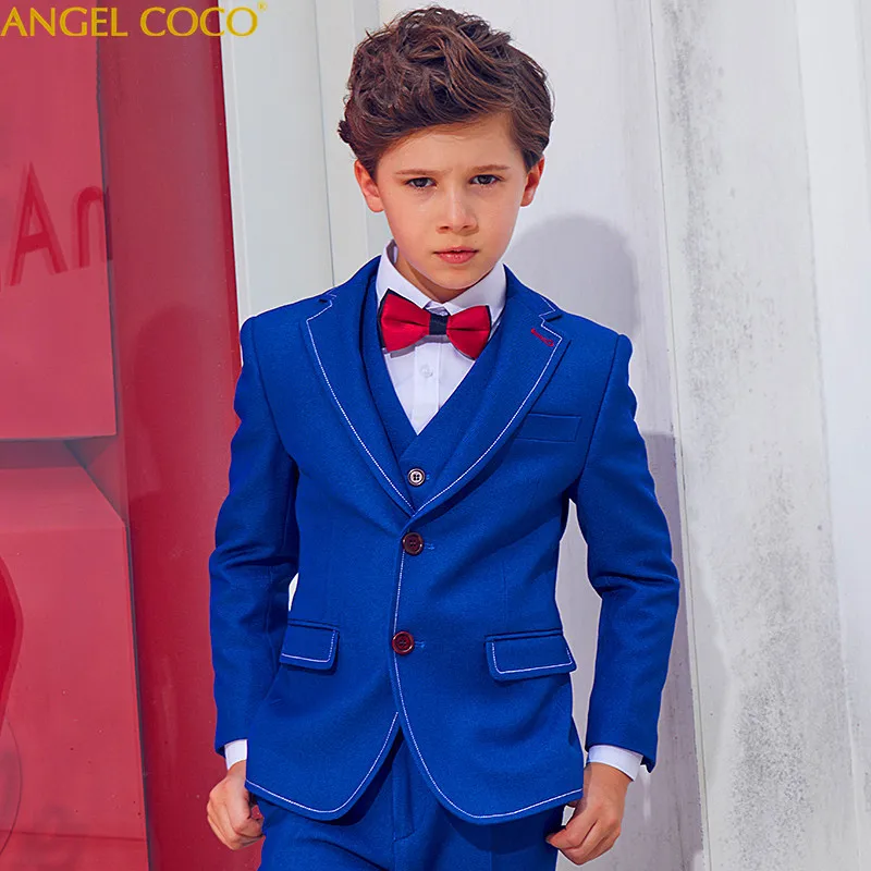 Bliue England 5 Pieces (Coat + Vest + Pants + Shirt + Bow Tie) Boys Suits For Weddings Boys Prom Suits Boys Clothing Blazer 2018 Bliue England 5 Pieces (Coat + Vest + Pants + Shirt + Bow Tie) Boys Suits For Weddings Boys Prom Suits Boys Clothing Blazer 2018