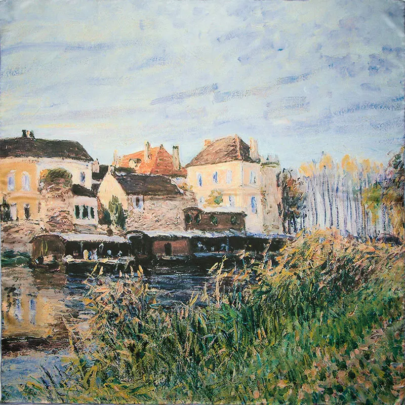 

100% Silk Scarf Women Scarf Spring Hijab Scarf Silk Bandana 2019 Top Foulard Print Middle Square Silk Scarf Luxury Gift for Lady