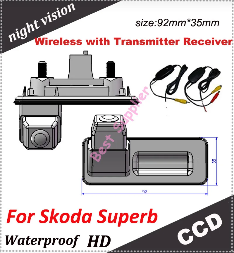 

2.4Ghz Wireless Signal Receiver/Transmitter with car camera CCD Car Camera Rear view Camera for Skoda Superb