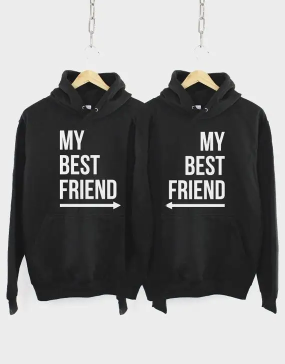 Sugarbaby/толстовка с надписью «My Best Friend»; толстовки с капюшоном с надписью «Best Friends»; модные повседневные топы с длинными рукавами; Черная