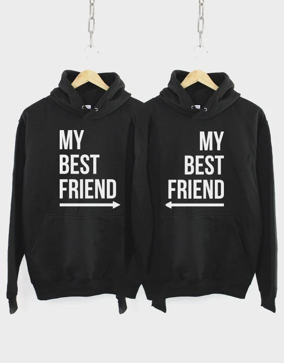 Sugarbaby Sudadera con capucha de My Best Friend para ropa de manga larga con Tops informales a la moda, color negro, BFF, a juego, envío directo|Sudaderas con capucha y sudaderas| -