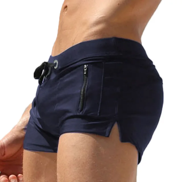 Sexy Men Swimwear Swimsuits Low Waist Men's Swimming Trunks Pocket