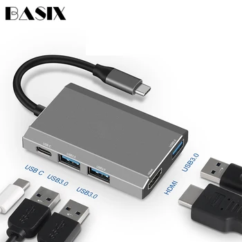 

Basix USB C HUB USB-C to 3.0 HUB HDMI Thunderbolt 3 Adapter for MacBook Samsung Galaxy S9 Huawei P20 Mate 20 Pro Type C USB HUB