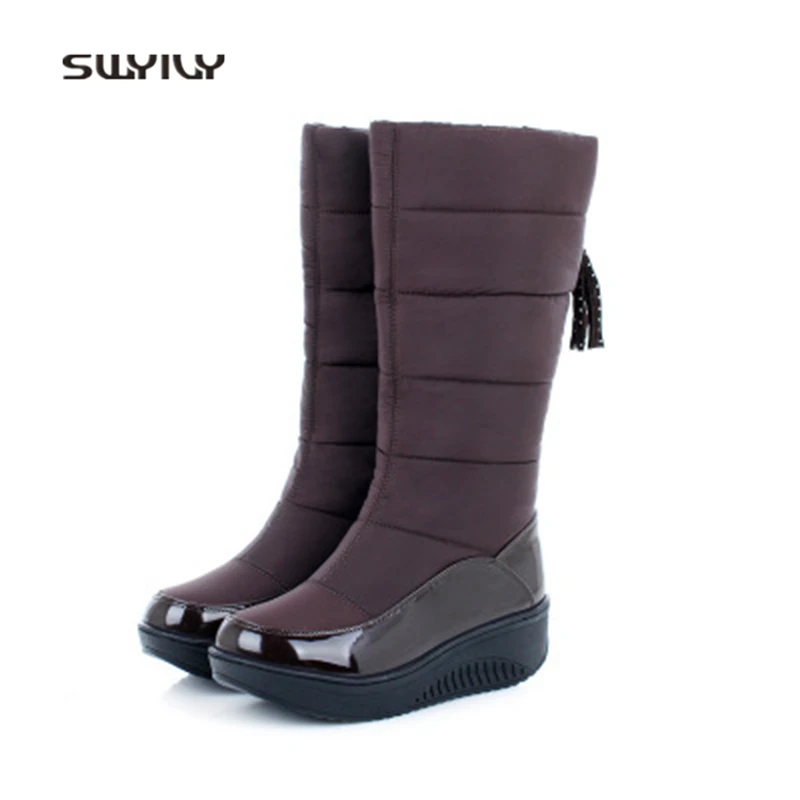 SWYIVY Women Slimming Shoes Waterproof Thicken Plus Velvet High Boots New Winter Platform Female Toning Swing Shoes