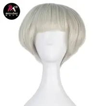 Miss U Hair Girl Bob короткий кудрявый прямой Серебряный серый парик взрослый костюм для вечеринки парик вечерние волосы+ Кепка