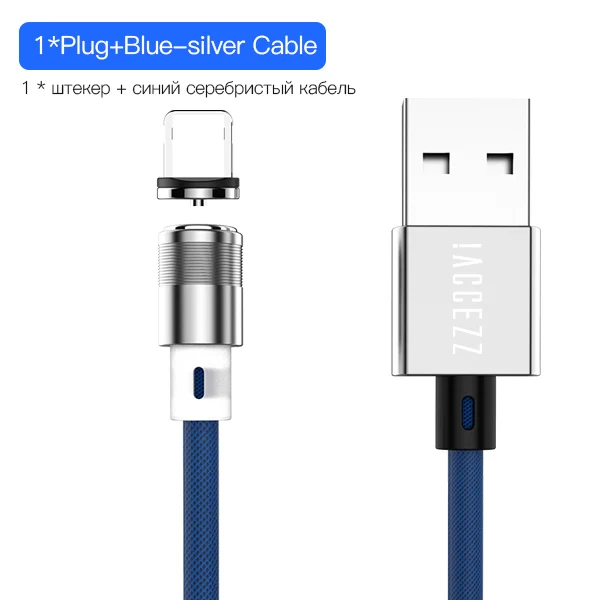 ACCEZZ Магнитный Usb кабель для зарядки для IPhone X XR XS MAX Micro usb type C Магнитная Зарядка для samsung S10 S9 кабели для быстрой зарядки - Цвет: Blue Cable 1 Plug