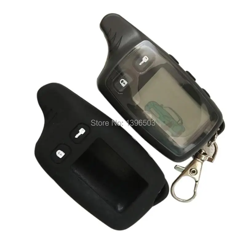 2-way TW 9010 LCD Remote Control Keychain + Silicone Case for TW9010 two way car alarm system Tomahawk TW-9010 Key Chain Fob