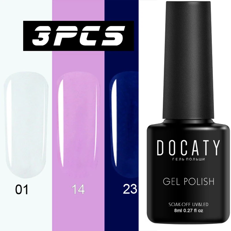 Docaty 8 мл рисунки на ногтях 24 Цвета самые последние предложения Lucky разноцветный УФ лак удаляющийся замачиванием УФ светодиодный Гель-лак для ногтей, Длительное Действие - Цвет: 01-14-23