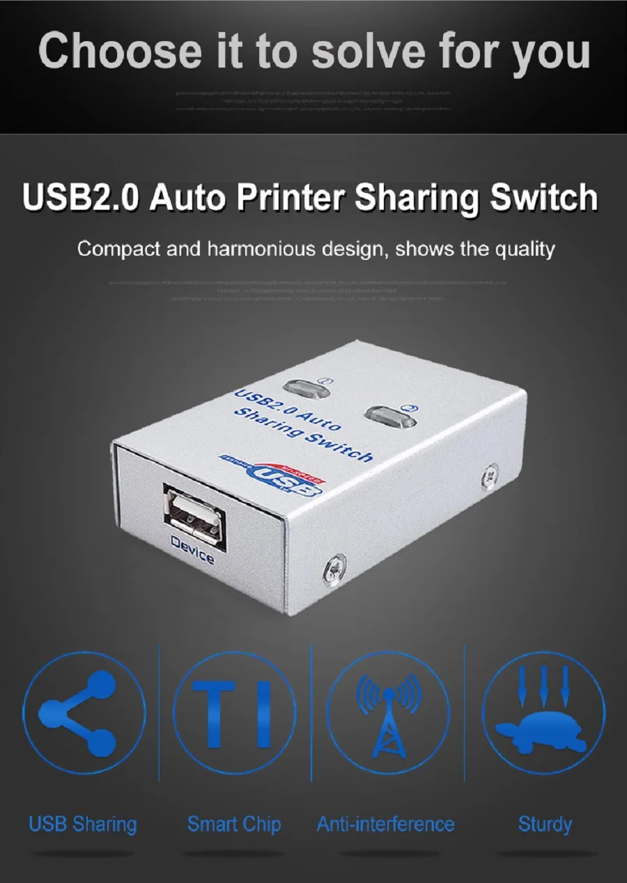 IT-well usb-концентратор 2 порта USB Auto Sharing Switch для 2 компьютеров sharing Printer с 2 кабелями