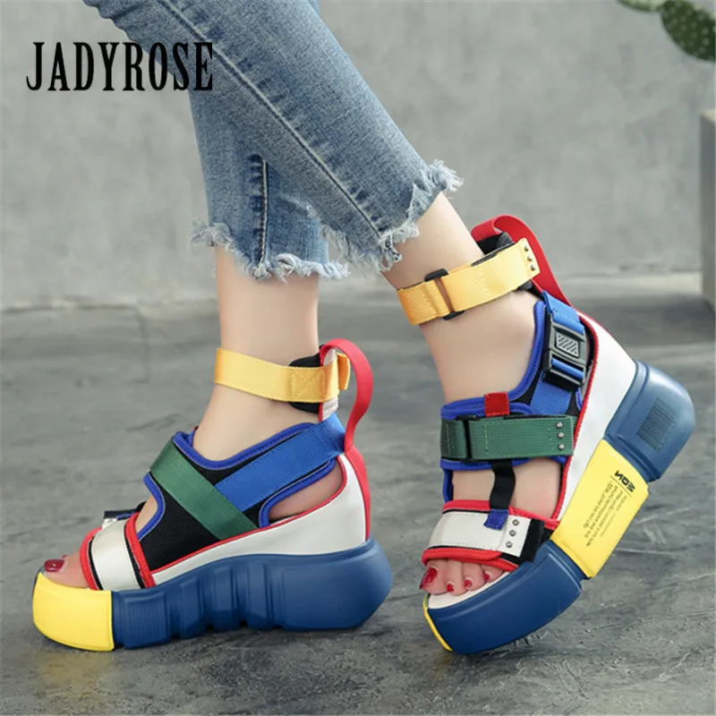 

Jady Rose 2020 New Colorful Women Sandals Casual Platform Shoes Woman Summer Height Increasing Sandal Gladiator Wedge Sandals