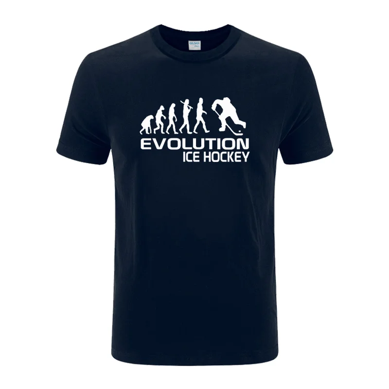 NEW Fashion Human Evolution and Ice Hockey Print tshirt men casual shirt   Tops Quality short sleeves Tees men's clothing