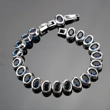 SexeMara, элегантные женские Синие AAA+ кубический цирконий, 18+ 2 см, серебро 925, ювелирные изделия, звенья цепи, браслеты для женщин, Ювелирная коробка