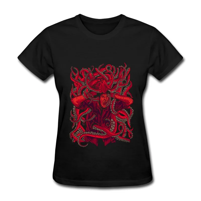 Pre-Cotton Tee-Shirt Women's Octopus man design Design Own 100% Cotton T Shirts for Women | Женская одежда