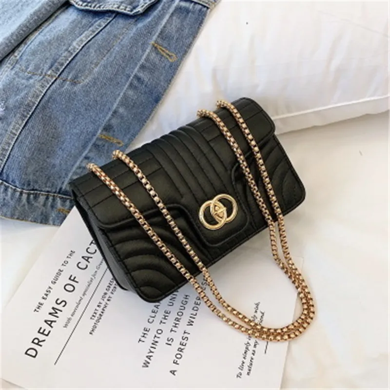 

2019 new Korean version of the small fragrance rhombic chain handbags fashion PU shoulder slung small square bag