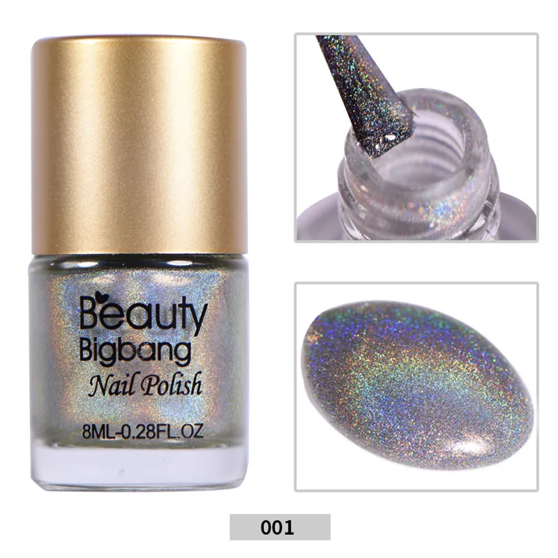 BeautyBigBang 12 цветов 8 мл голографический с голографическим блеском лак для ногтей Голограмма Эффект лак для ногтей инструменты для дизайна ногтей Полировка - Цвет: 001