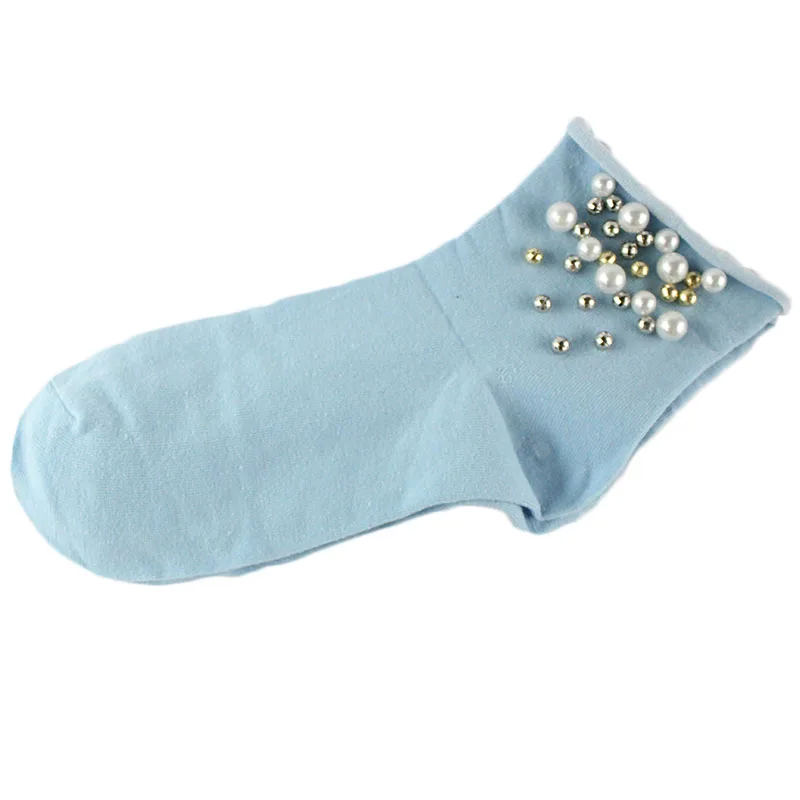 [COSPLACOOL] Новые милые модные хлопковые забавные женские носки ручной работы с жемчугом золотого и серебряного цвета короткие носки для девочек, Harajuku Calcetines Mujer - Цвет: 5
